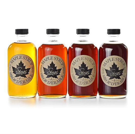 Pack of four organic maple syrup: gold, amber, dark, ultra-dark