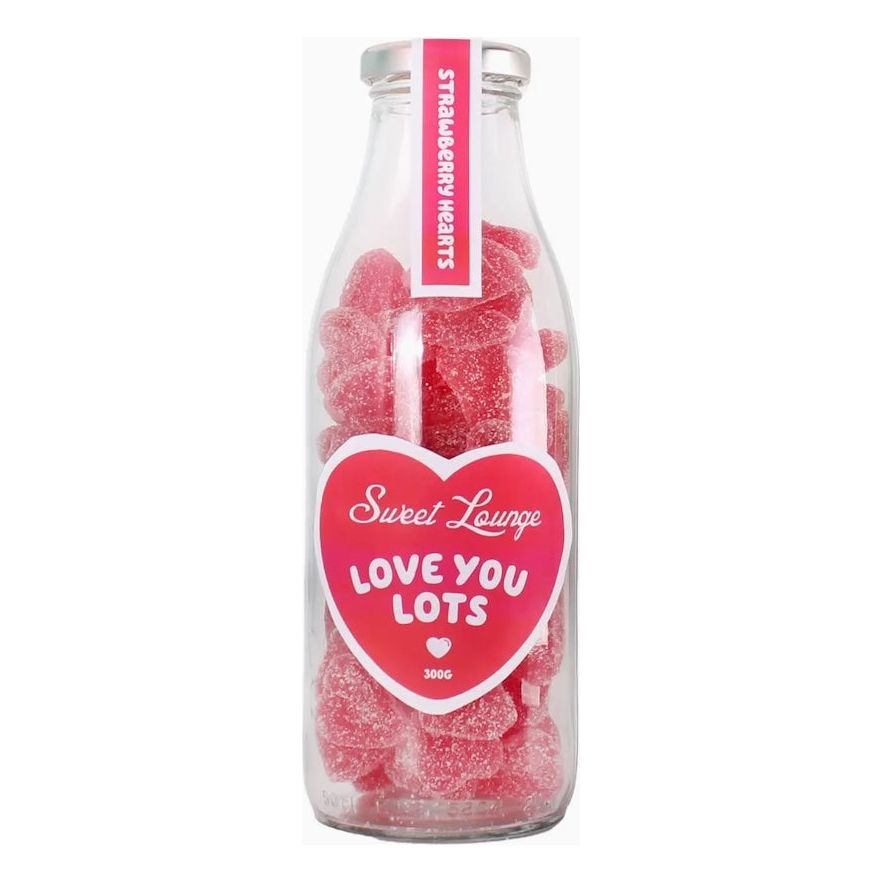 Vegan 'Love You Lots' Strawberry Heart Gummies Jars - 300 gr.