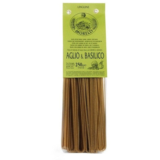 Morelli Garlic and Basil Linguine Pasta with wheat germ 250 gr.