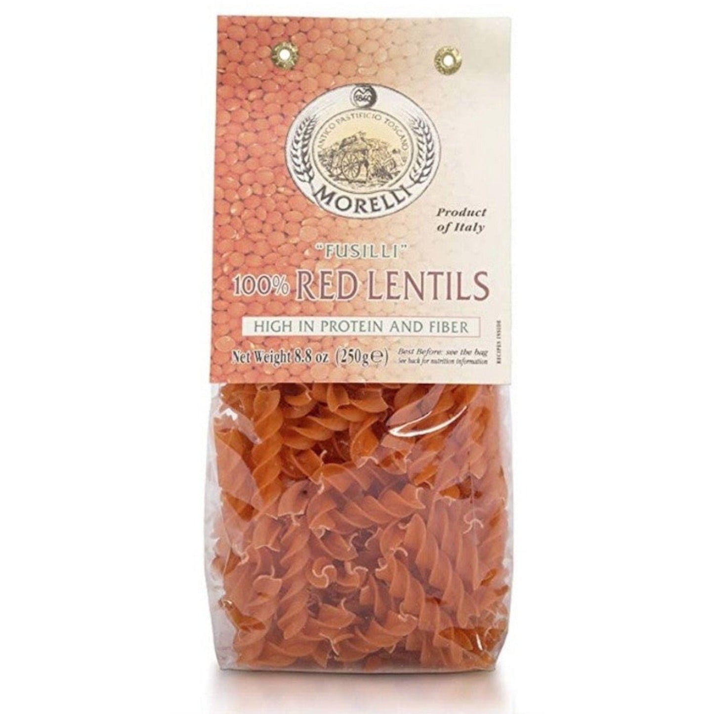 Protein pasta - 100% Red lentil - Morelli fusilli - 250 gr.