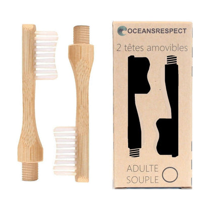 Set of 2 Bamboo Toothbrush Interchangeable Heads - Adult - Soft