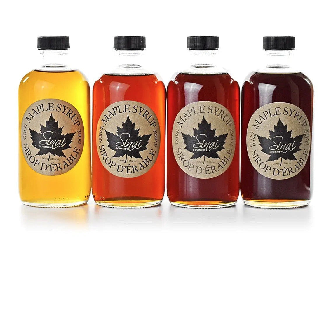 Pack of 4 Grade A - Real Canadian Maple Syrups - Gold - Amber - Dark - Ultradark